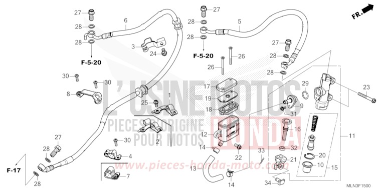 REAR BRAKE MASTER CYLINDER von Africa Twin Mechanik MAT BALLISTIC BLACK METALLIC (NHA86) von 2024